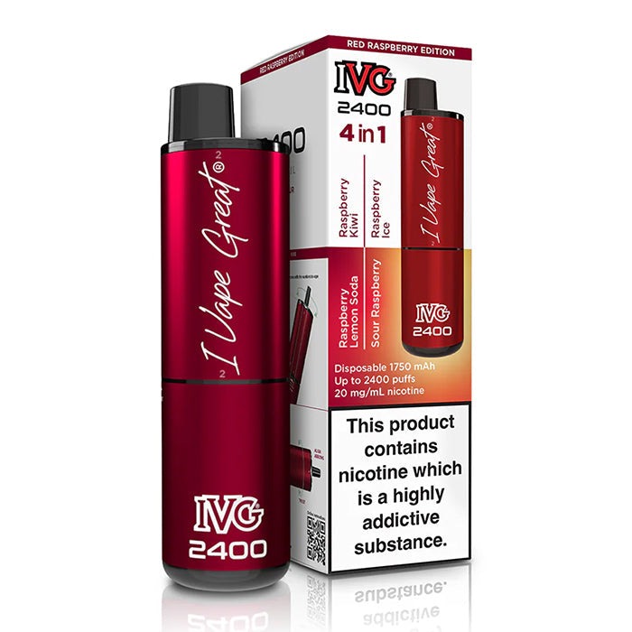 IVG 2400 Disposable Vape Device Red Raspberry Edition